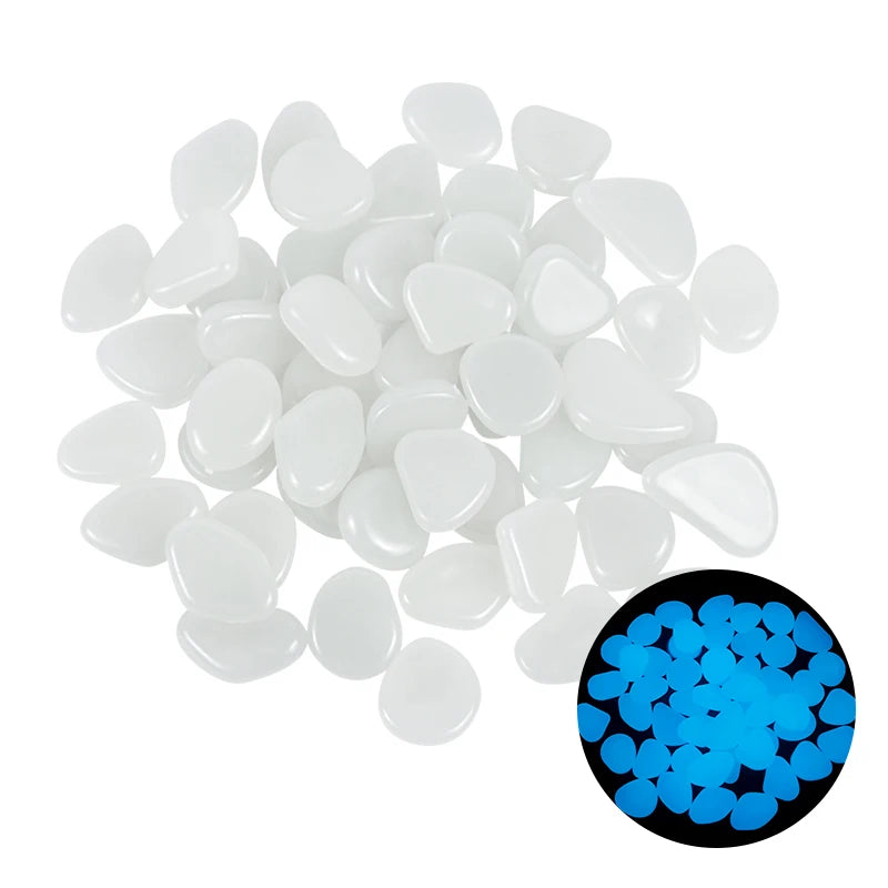 50pcs Glow in the Dark Garden Pebbles Glow Stones Rocks for Walkways Garden Path Patio Lawn Garden Yard Decor Luminous Stones