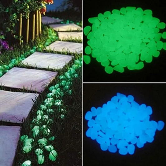 50pcs Glow in the Dark Garden Pebbles Glow Stones Rocks for Walkways Garden Path Patio Lawn Garden Yard Decor Luminous Stones