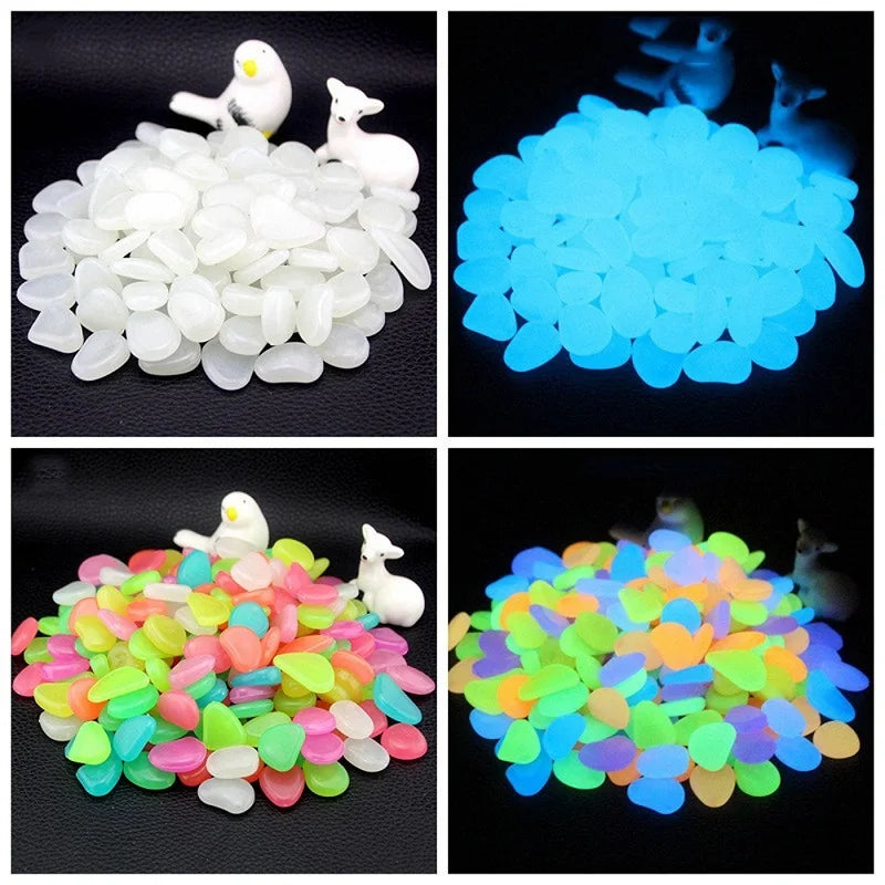 50pcs Glow in the Dark Garden Pebbles Glow Stones Rocks for Walkways Garden Path Patio Lawn Garden Yard Decor Luminous Stones