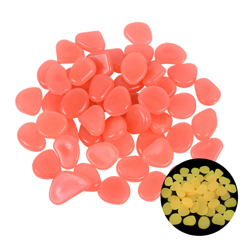 50pcs Glow in the Dark Garden Pebbles Glow Stones Rocks for Walkways Garden Path Patio Lawn Garden Yard Decor Luminous Stones