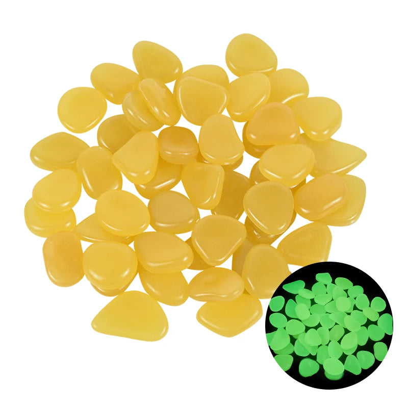 50pcs Glow in the Dark Garden Pebbles Glow Stones Rocks for Walkways Garden Path Patio Lawn Garden Yard Decor Luminous Stones