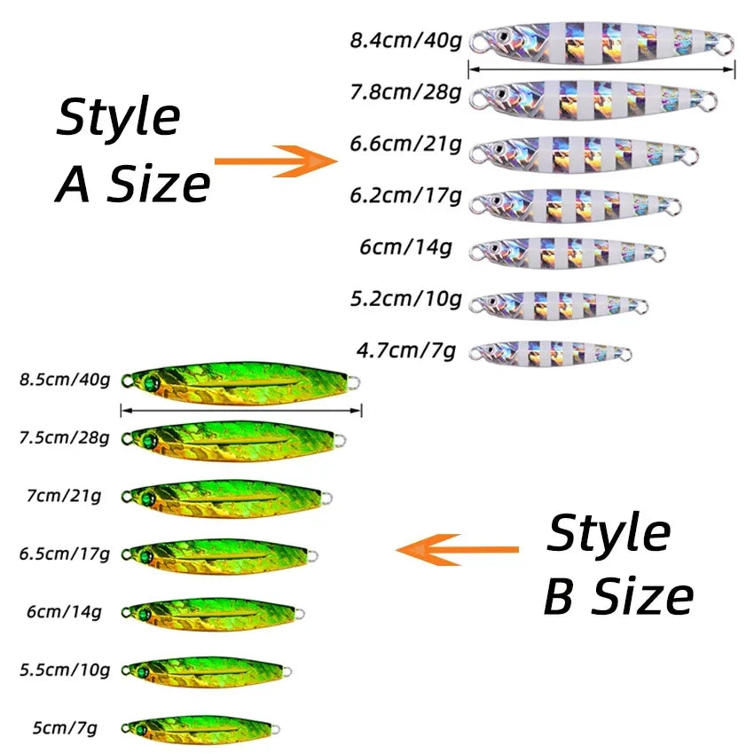 5pcs Metal Jig Fishing Lure Weights 10g-40g Trolling Hard Bait Bass Fishing Bait Tackle Trout Jigging Lure Jigs Saltwater Lures