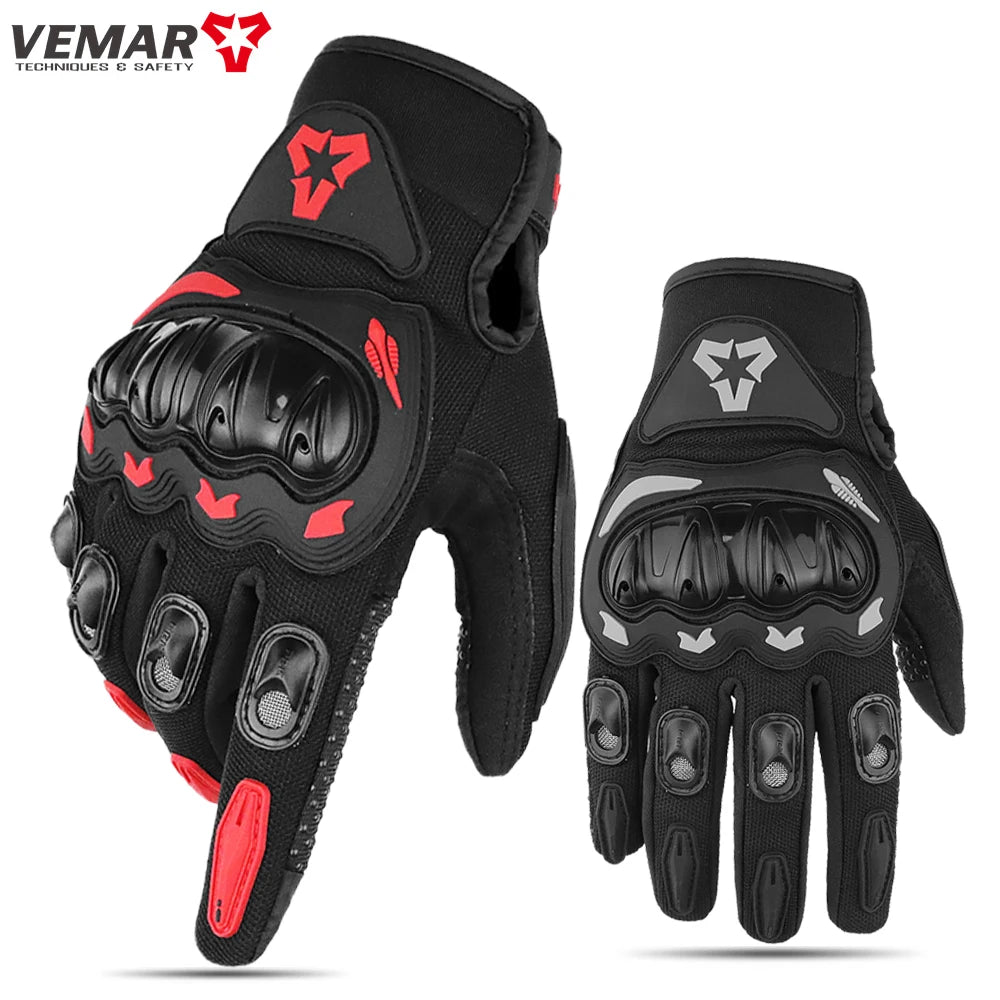VEMAR  Motorcycle Gloves Men Black Full Finger Touchscreen Cycling ATV MTB Guantes Moto Luvas Bike Riding Glove Women Red