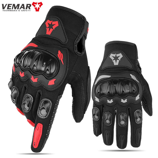 VEMAR  Motorcycle Gloves Men Black Full Finger Touchscreen Cycling ATV MTB Guantes Moto Luvas Bike Riding Glove Women Red