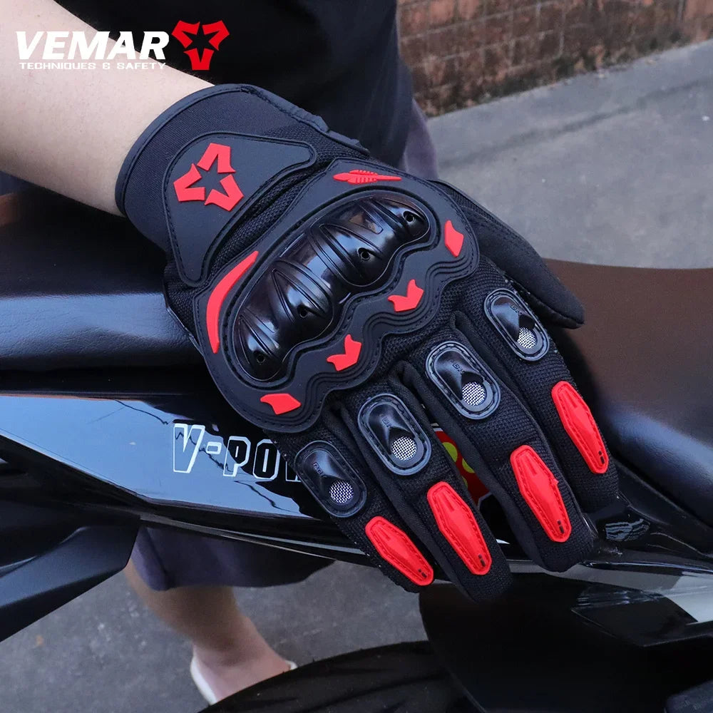 VEMAR  Motorcycle Gloves Men Black Full Finger Touchscreen Cycling ATV MTB Guantes Moto Luvas Bike Riding Glove Women Red