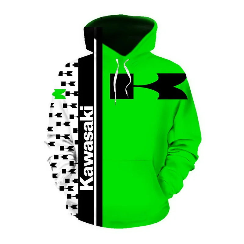 3D Men's Long Sleeve Hoodie Kawasaki Motorcycle Sports Cycling Hoodie Children's Adult Motorcycle Enthusiast Casual Shirt