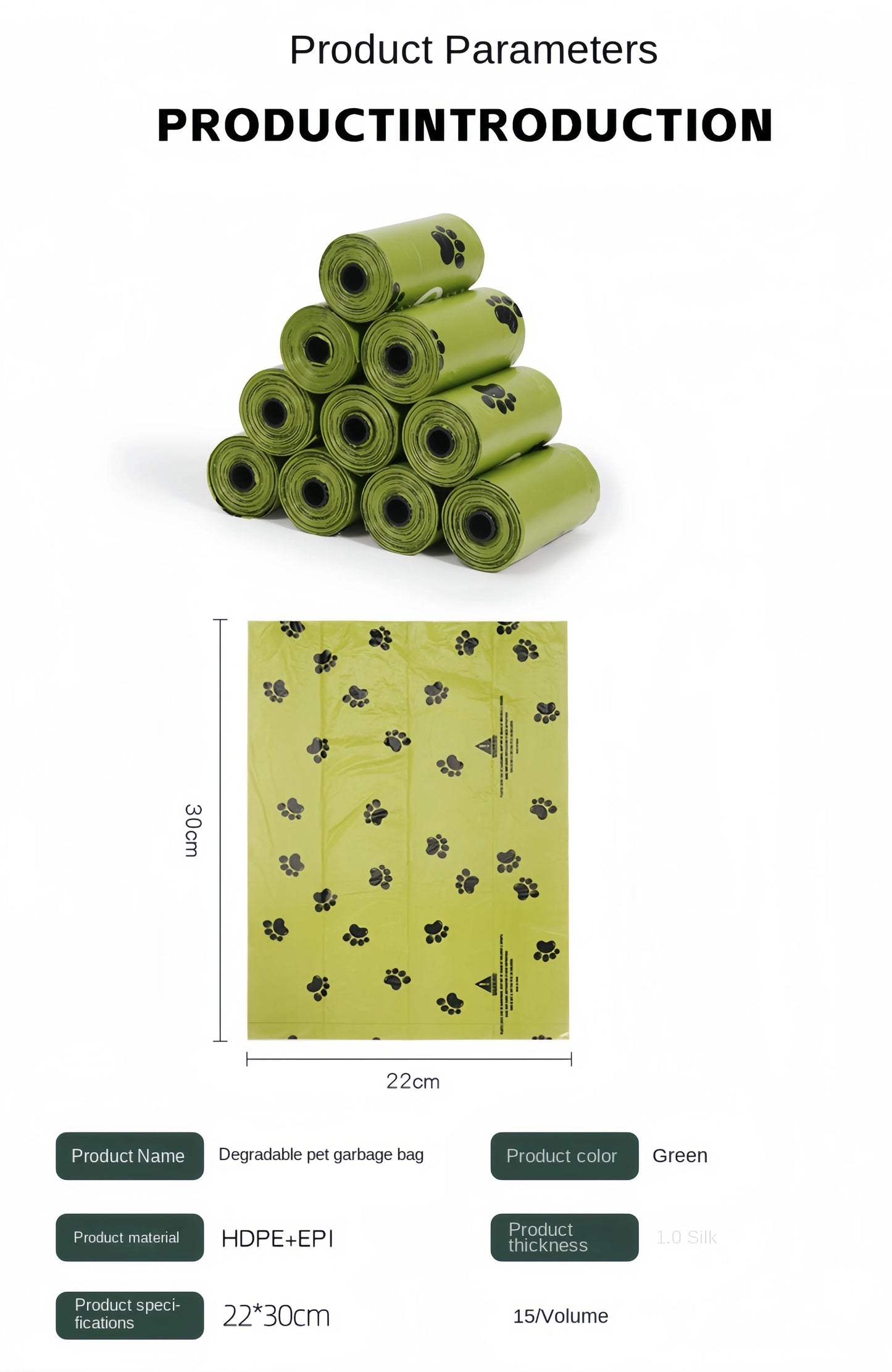 EPI Intensification Biodegradable Pet Garbage Bag Dog Poop Bags Dog Poop Bag Dispenser Dog Cleaning Supplies Dog