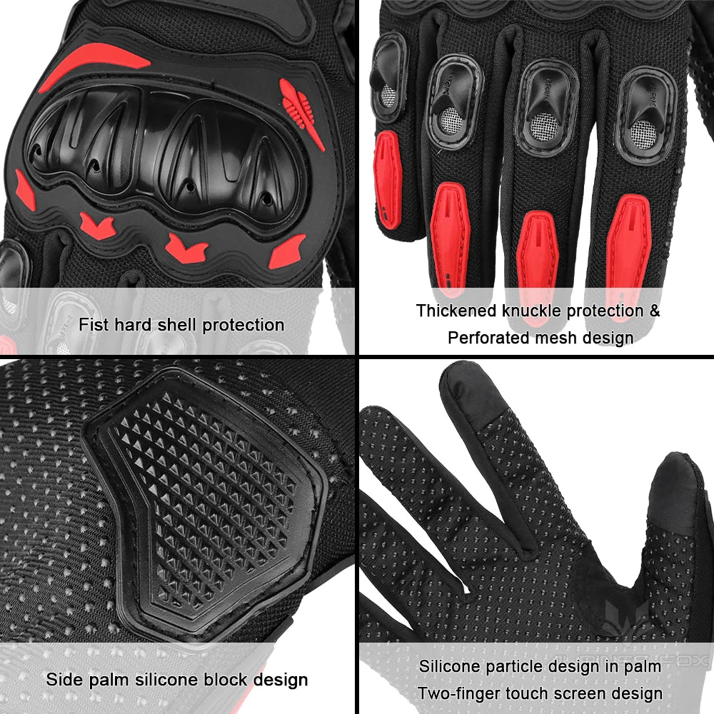 VEMAR  Motorcycle Gloves Men Black Full Finger Touchscreen Cycling ATV MTB Guantes Moto Luvas Bike Riding Glove Women Red