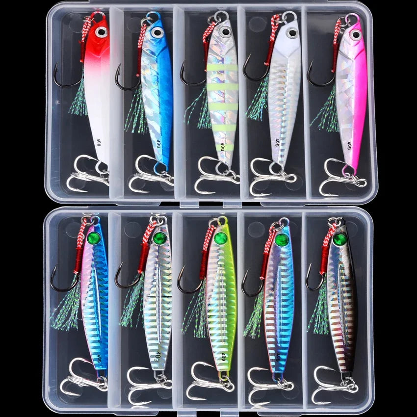 5pcs Metal Jig Fishing Lure Weights 10g-40g Trolling Hard Bait Bass Fishing Bait Tackle Trout Jigging Lure Jigs Saltwater Lures