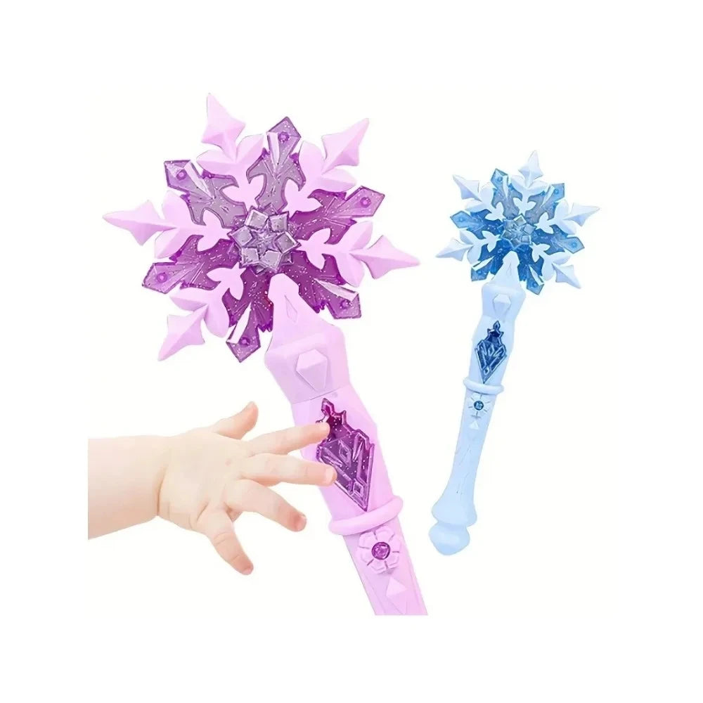 Princess Snow Wand Toy Fairy Girls Glowing Wands Christmas Halloween Children Toys Snowflake Light Sound Sticks Kid Cosplay
