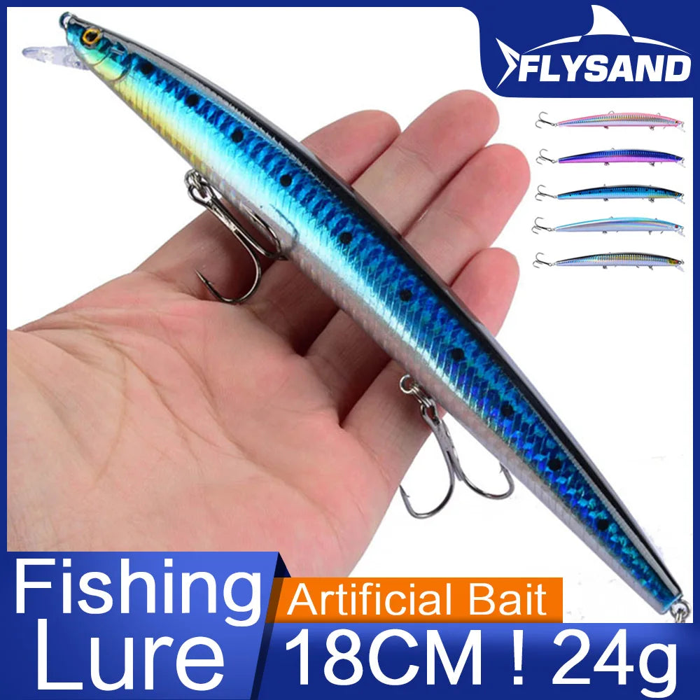 FLYSAND Fishing Lures Fishing Hard Bait Crankbaits Isca Artificial Pesca Sea Wobbler Swimming Baits Big Laser Minnow 18cm/24g