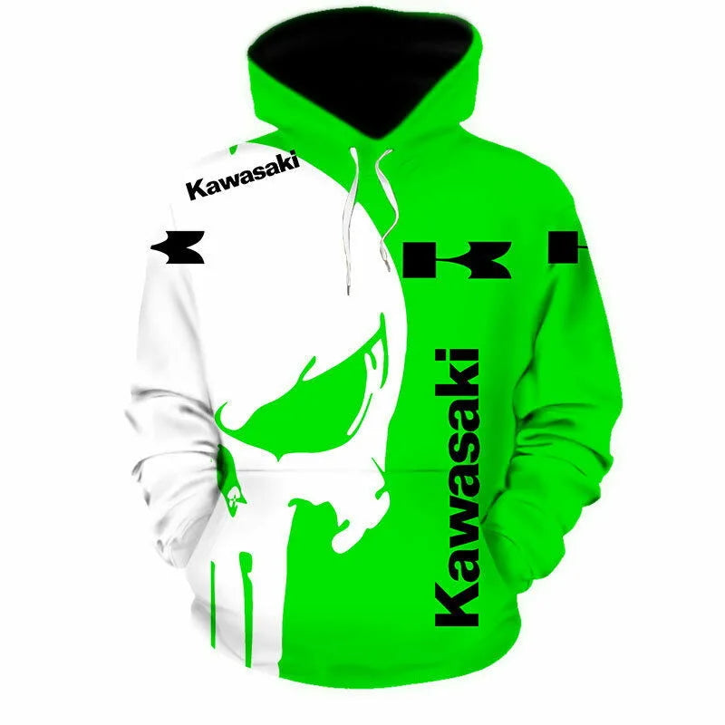 3D Men's Long Sleeve Hoodie Kawasaki Motorcycle Sports Cycling Hoodie Children's Adult Motorcycle Enthusiast Casual Shirt