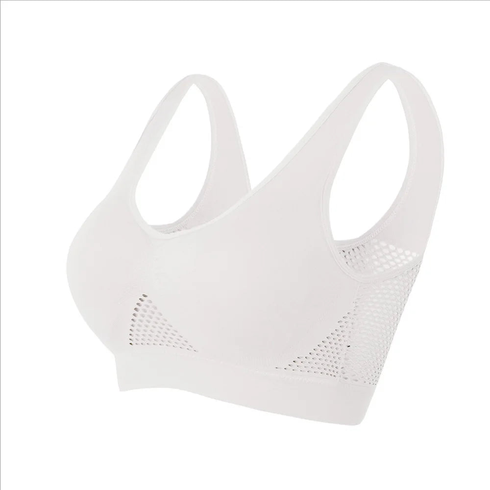 Seamless Mesh Women Sports Bras Fitness Gym Running Underwear Shockproof Bra Wireless XL Plus Size Crop Top Breathable Yoga Bra