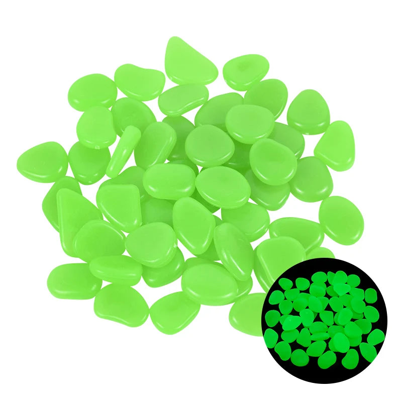 50pcs Glow in the Dark Garden Pebbles Glow Stones Rocks for Walkways Garden Path Patio Lawn Garden Yard Decor Luminous Stones