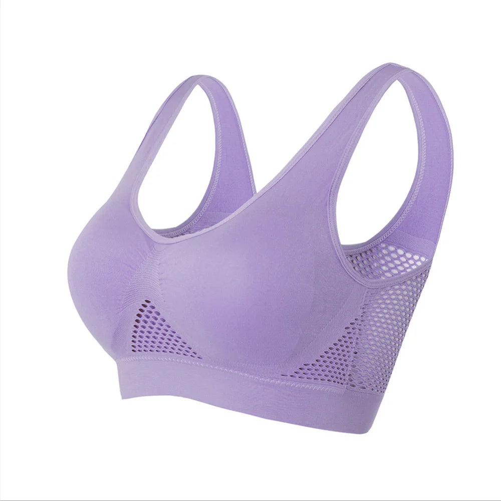 Seamless Mesh Women Sports Bras Fitness Gym Running Underwear Shockproof Bra Wireless XL Plus Size Crop Top Breathable Yoga Bra