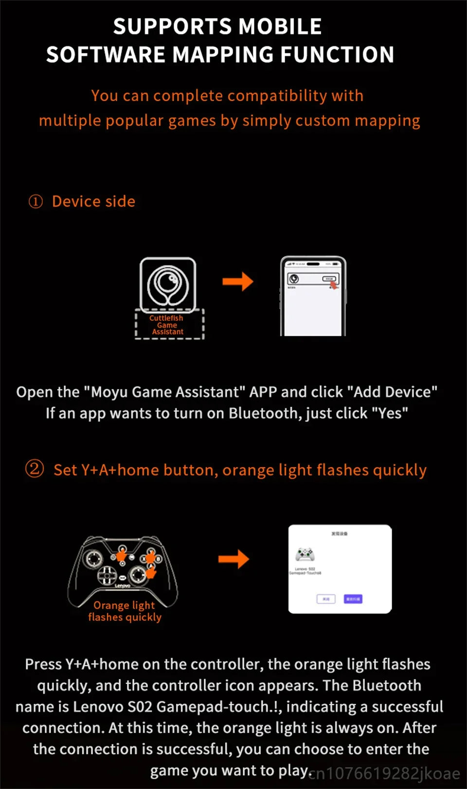 Lenovo S02 Controller for Switch Joystick Gamepad Dual Vibration Wireless Bluetooth Joypad For PlayStation PC/IOS/Android/TV