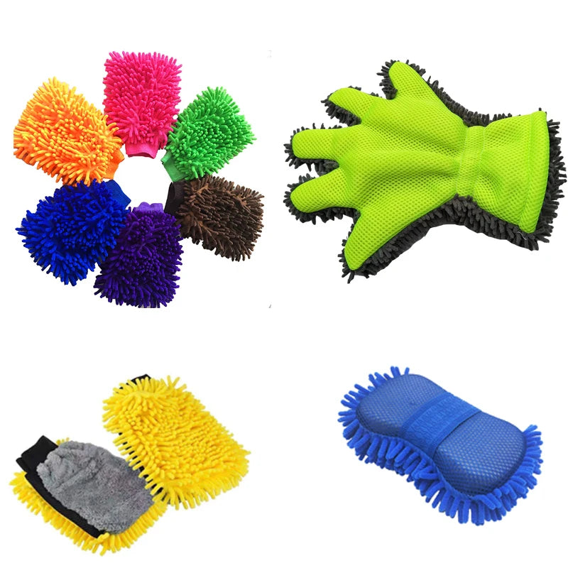 Car Chenille Premium Scratch-Free Microfiber Wash Mitt Waterproof Car Thick Cleaning Mitt Wax Detailing Brush Auto Care Glove