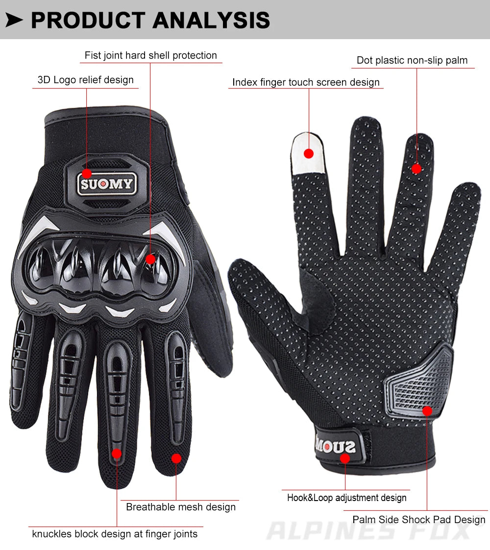 VEMAR  Motorcycle Gloves Men Black Full Finger Touchscreen Cycling ATV MTB Guantes Moto Luvas Bike Riding Glove Women Red
