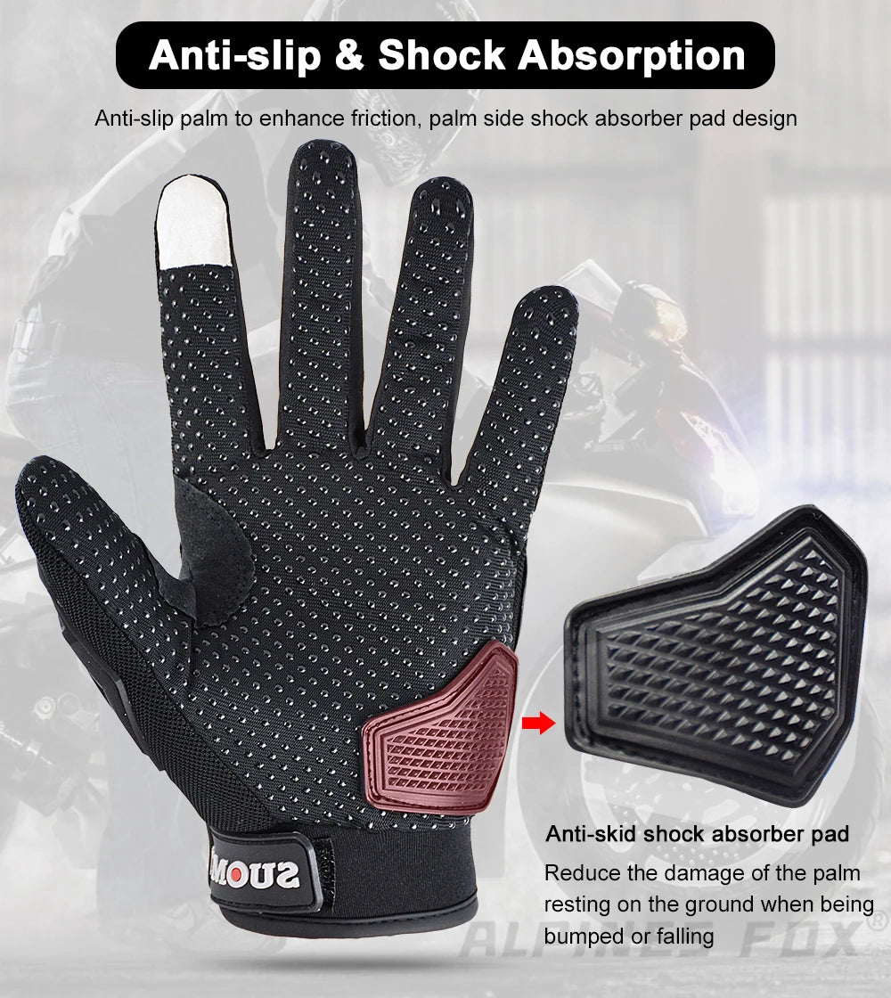 VEMAR  Motorcycle Gloves Men Black Full Finger Touchscreen Cycling ATV MTB Guantes Moto Luvas Bike Riding Glove Women Red