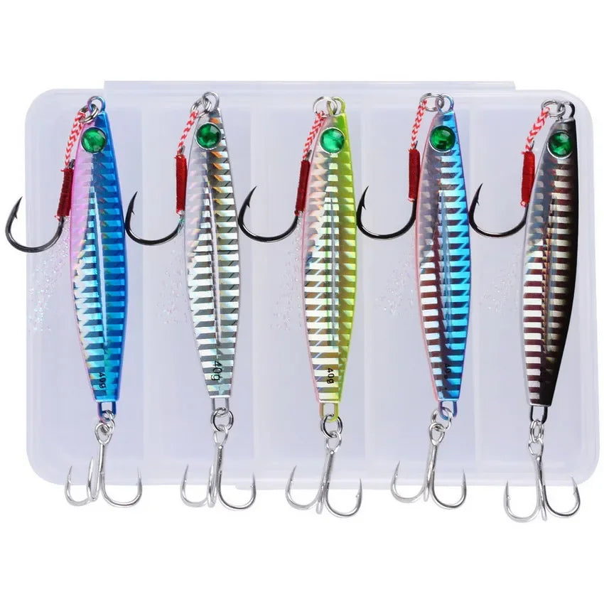5pcs Metal Jig Fishing Lure Weights 10g-40g Trolling Hard Bait Bass Fishing Bait Tackle Trout Jigging Lure Jigs Saltwater Lures