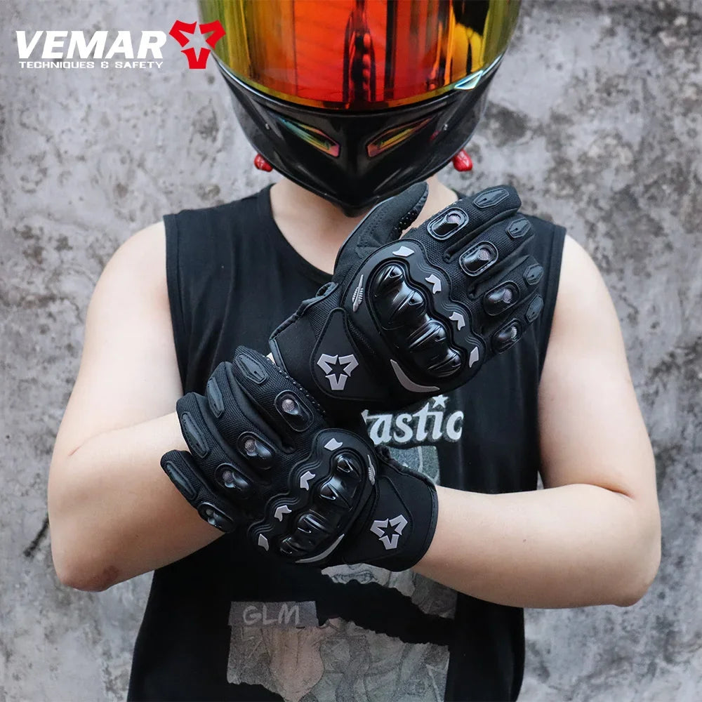 VEMAR  Motorcycle Gloves Men Black Full Finger Touchscreen Cycling ATV MTB Guantes Moto Luvas Bike Riding Glove Women Red