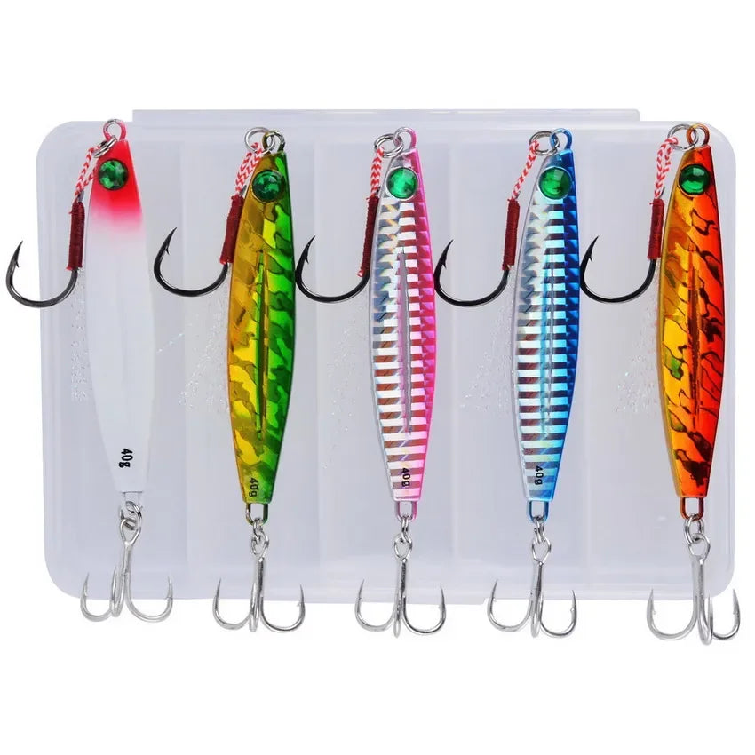 5pcs Metal Jig Fishing Lure Weights 10g-40g Trolling Hard Bait Bass Fishing Bait Tackle Trout Jigging Lure Jigs Saltwater Lures