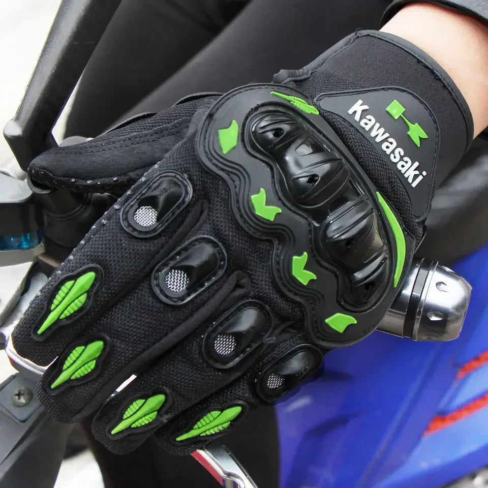 Kawasaki off-road gloves, all finger bicycle breathable gloves, motorcycle anti fall knight gloves, outdoor