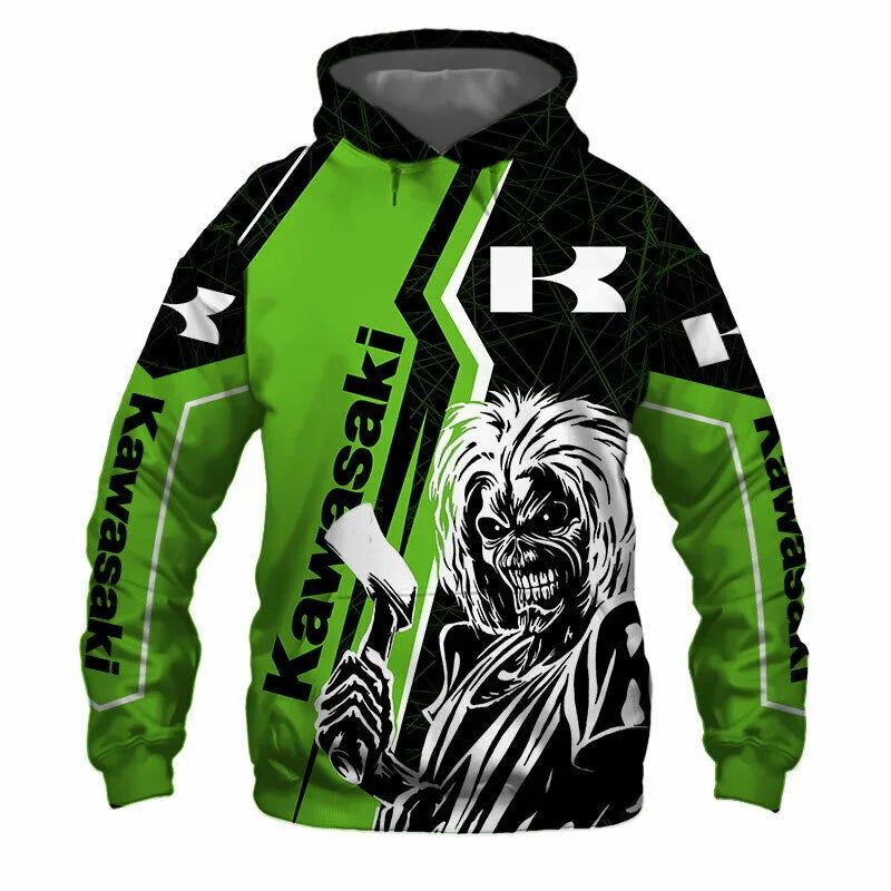3D Men's Long Sleeve Hoodie Kawasaki Motorcycle Sports Cycling Hoodie Children's Adult Motorcycle Enthusiast Casual Shirt