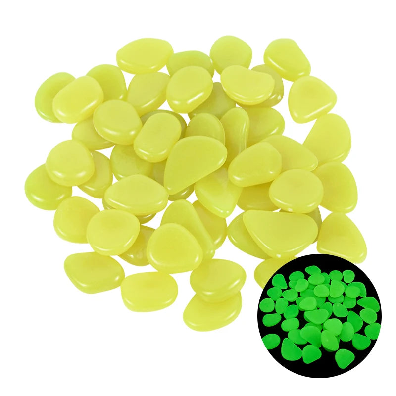 50pcs Glow in the Dark Garden Pebbles Glow Stones Rocks for Walkways Garden Path Patio Lawn Garden Yard Decor Luminous Stones