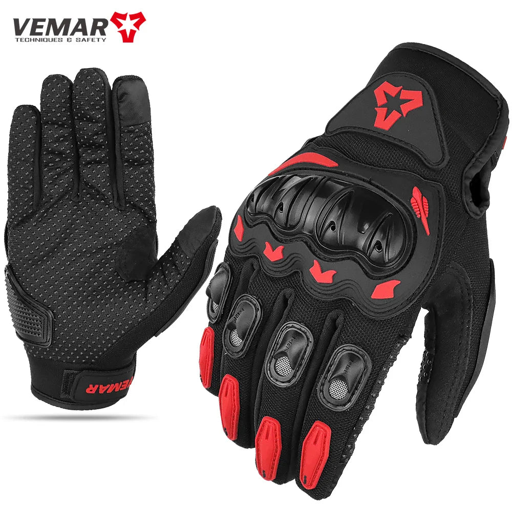 VEMAR  Motorcycle Gloves Men Black Full Finger Touchscreen Cycling ATV MTB Guantes Moto Luvas Bike Riding Glove Women Red