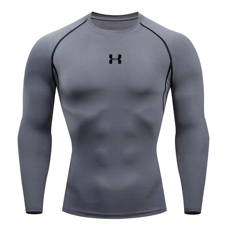 Men Running Compression T-shirt Long sleeves Sport Tees Gym Fitness