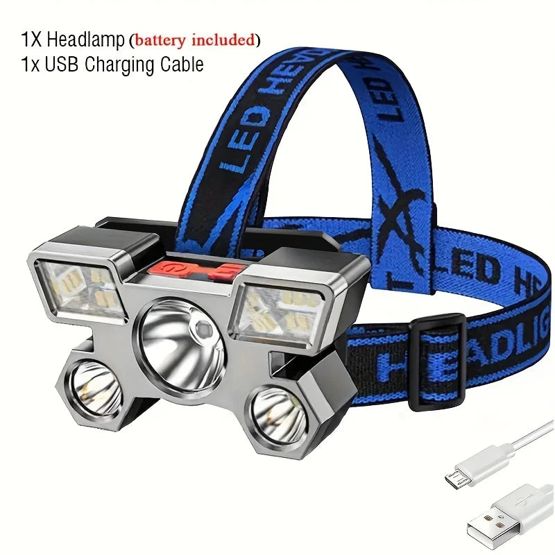 Super Bright Headlights USB Rechargeable Portable Night Flashlight Waterproof Headlamp for Outdoor Fishing Camping Adventure