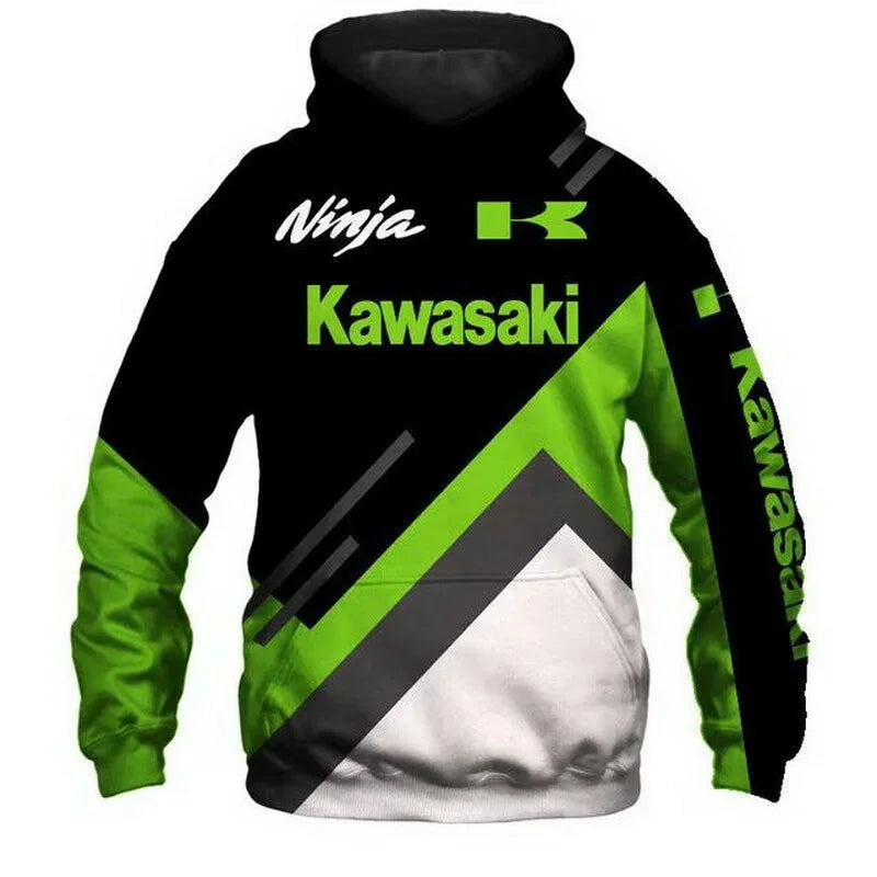 3D Men's Long Sleeve Hoodie Kawasaki Motorcycle Sports Cycling Hoodie Children's Adult Motorcycle Enthusiast Casual Shirt