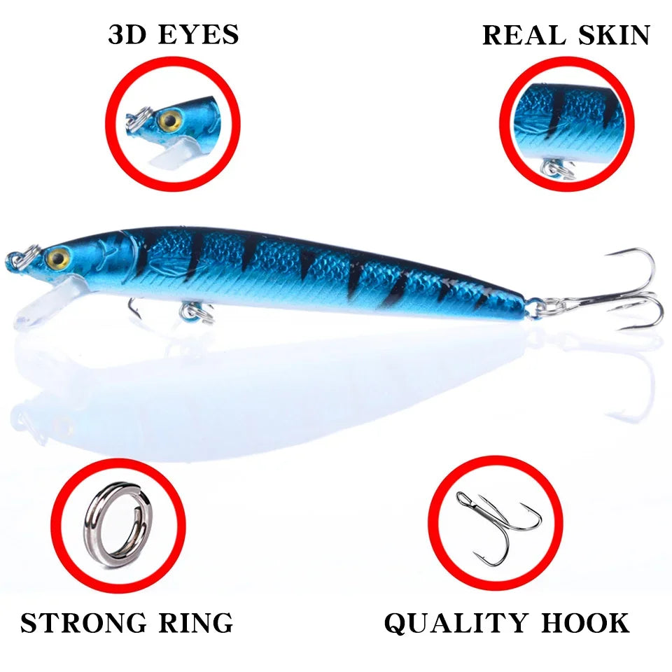 1Pcs Japanese Minnow Fishing Lures Floating Hard Bait95mm 7g Artificial Bait Wobbler Crankbait Fishing
