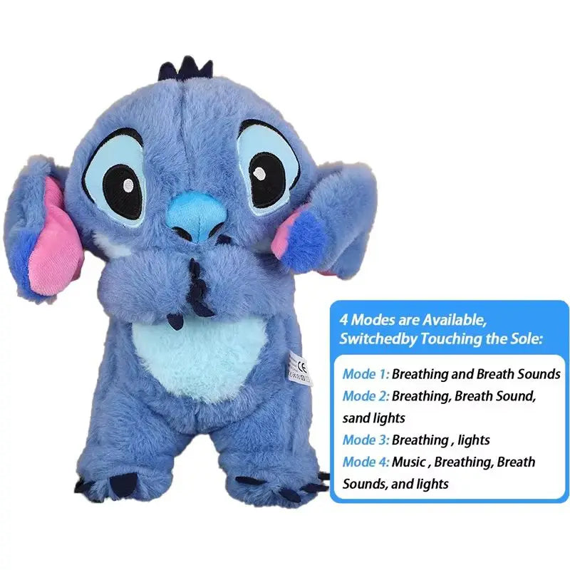 Hot selling Lilo&Stitch Plush Doll Breath Toy Child Peluche Kawaii Soothes Anime Baby Music Light Sleep Blue Stitch Toys Gift