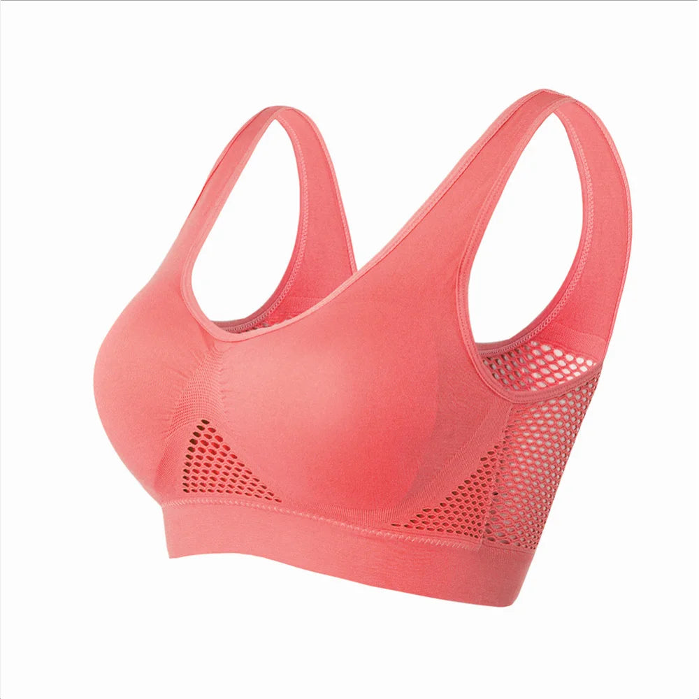 Seamless Mesh Women Sports Bras Fitness Gym Running Underwear Shockproof Bra Wireless XL Plus Size Crop Top Breathable Yoga Bra